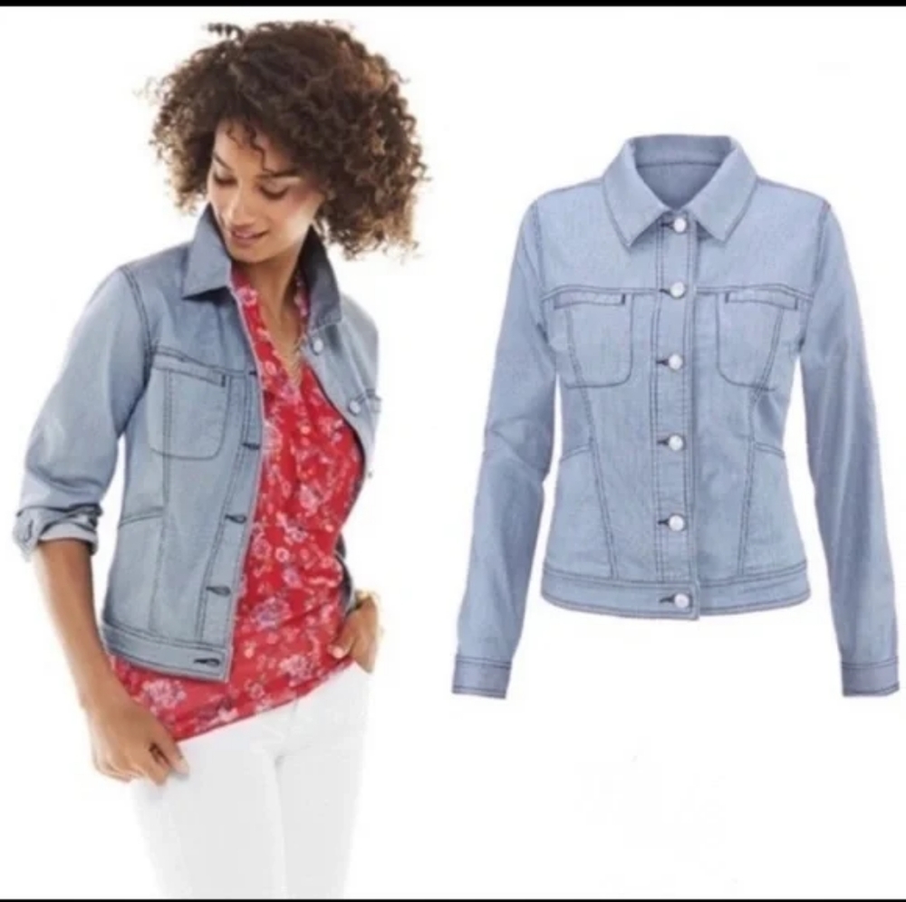 CAbi Women's Denim Locomotive Jacket Style# 5159 Size L